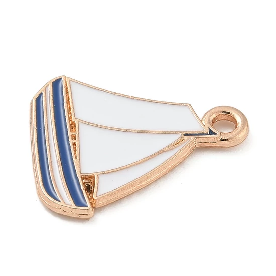 Medál - vitorlás charm, kék, 18x15x1.5mm, zománc - ólommentes és kadmiummentes!