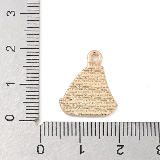 Medál - vitorlás charm, kék, 18x15x1.5mm, zománc - ólommentes és kadmiummentes!
