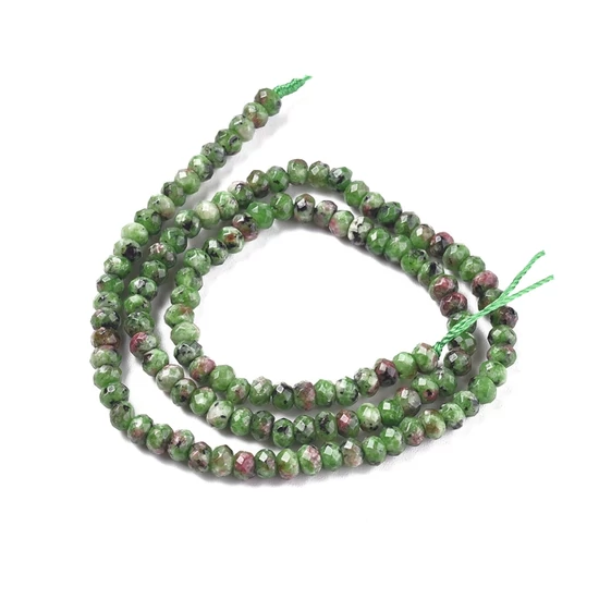 Ásványgyöngy - természetes Malajzia Jade, festett, csiszolt fánk, lime zöld, 4x2-3mm