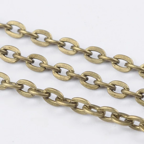 Ékszerlánc - sárgaréz színben - apró szemű - 3x2mm - NIKKELMENTES! 