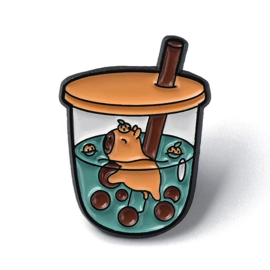Kitűző - Bubble Tea, és Capybara 29x22x1.5mm