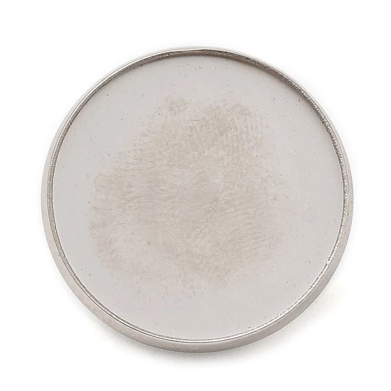 Üveg lencsés kitűző alap - 18mm lencséhez - platina ezüst színben - 304 Rozsdamentes Acél!