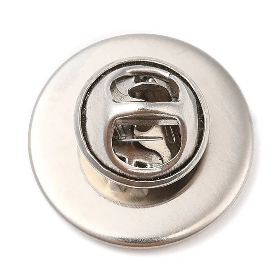 Üveg lencsés kitűző alap - 18mm lencséhez - platina ezüst színben - 304 Rozsdamentes Acél!