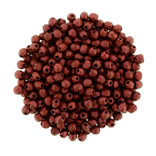 Csiszolt gyöngy - 2mm - Chalk/Lava Red - K0189JT