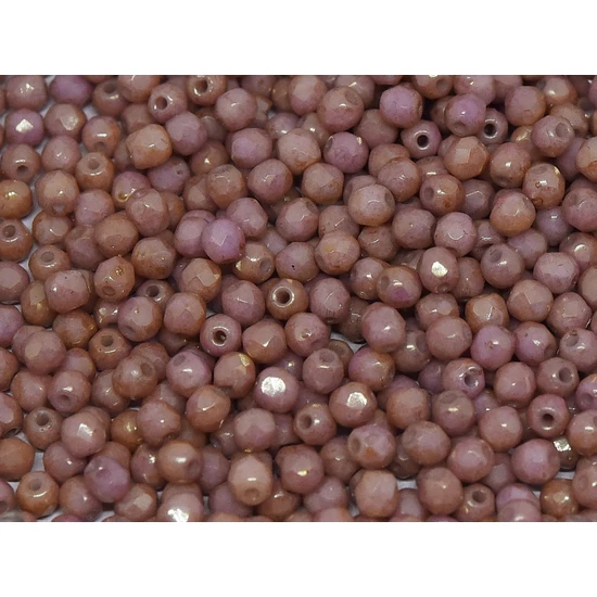 Cseh Csiszolt Gyöngy - 3 mm - CHALK WHITE RED LUSTER - 14495