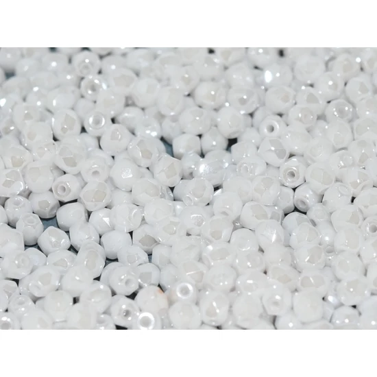 Csiszolt gyöngy - 3mm - CHALK WHITE SHIMMER - 21402