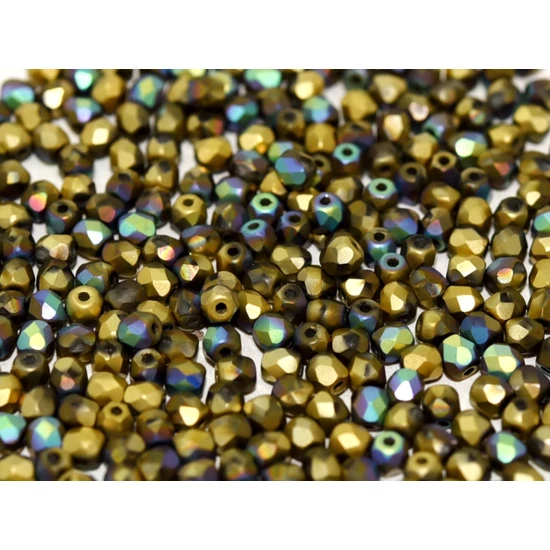 Cseh Csiszolt Gyöngy - 3 mm - CRYSTAL GLITTERY AMBER MATTED - 98857