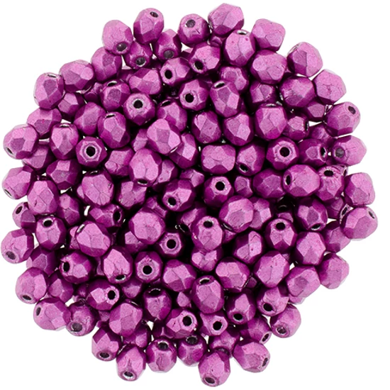 Cseh Csiszolt Gyöngy - 3 mm - Saturated Metallic Pink Yarrow - 77062CR