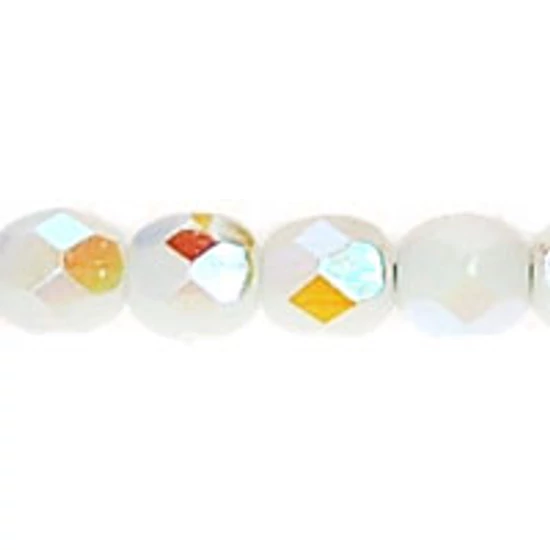 Csiszolt gyöngy - 4mm - Opaque White AB - X03000