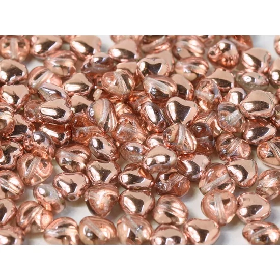 Üveggyöngy - 6mm - szív - CRYSTAL CAPRI GOLD - 27101