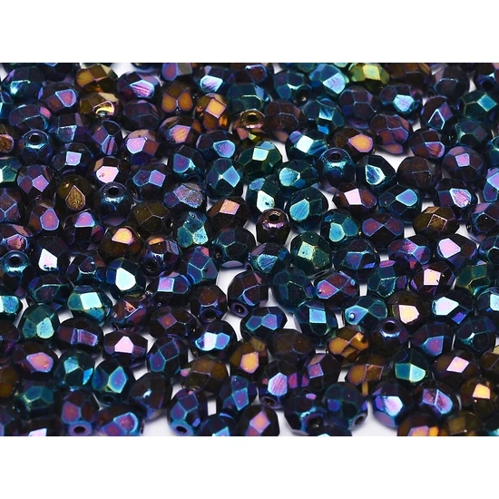 Cseh Csiszolt - 4mm - JET BLUE IRIS - 21435