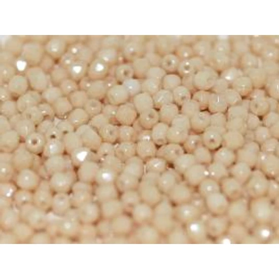 Cseh csiszolt üveggyöngy - 3mm - Chalk White Champagne Luster - 14413