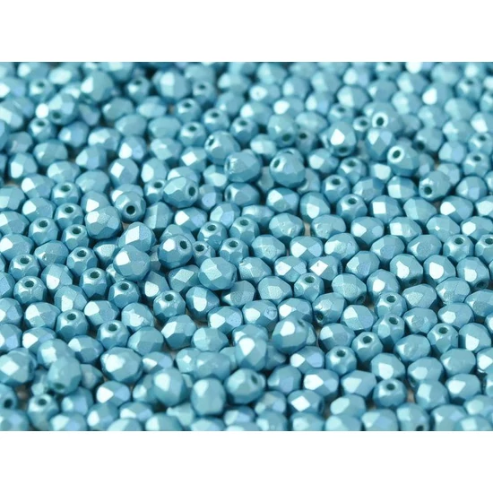 Cseh csiszolt üveggyöngy - 3 mm Alabaster Pastel Aqua - 25019
