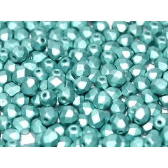 Fire polished 3 mm Alabaster Metallic Emerald - 29455