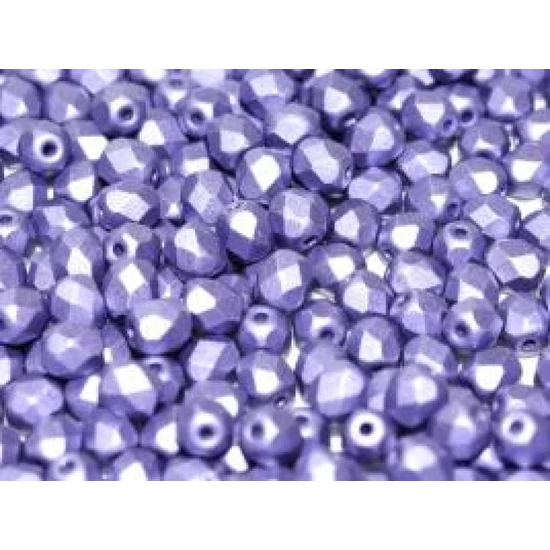 Cseh csiszolt üveggyöngy - 3mm - Alabaster Metallic Violet - 29425