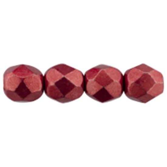 Cseh Csiszolt - 4mm  -Sueded Gold Samba Red - 08A07