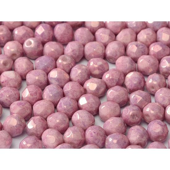 Cseh Csiszolt - 4mm - CHALK WHITE LILA LUSTER - 03000/14494