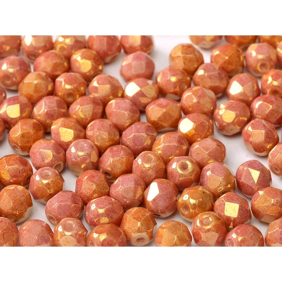 Cseh Csiszolt - 4mm - CHALK WHITE RED LUSTER - 03000/14495