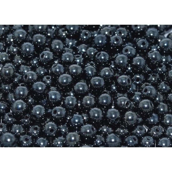 Cseh Préselt Gyöngy - 4 mm - Jet Hematite - 14400