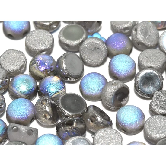 2 - LYUKÚ CABOCHON  - 6 mm  - CRYSTAL ETCHED GRAPHITE RAINBOW - 98587
