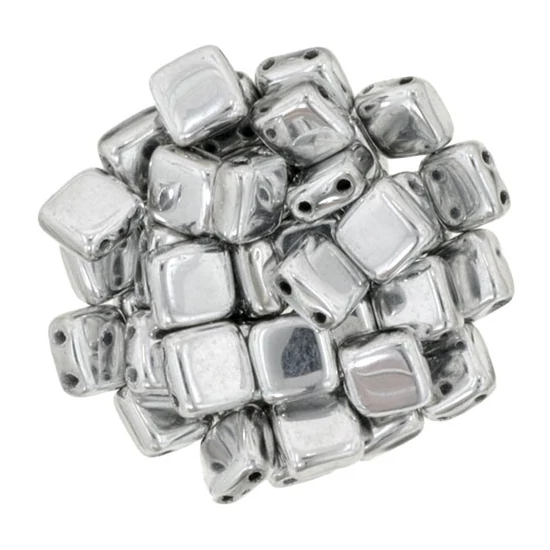 Tile gyöngy - 6x6mm - Silver - S00030