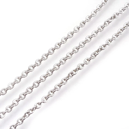 Ékszerlánc - 3x2x0,5mm - antik ezüst színben - forrasztott szemű - 304 Rozsdamentes Acél 