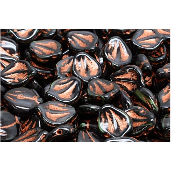 Préselt virágszirom gyöngy - Peony Petal - Balck Gold - 12x15mm - 54319