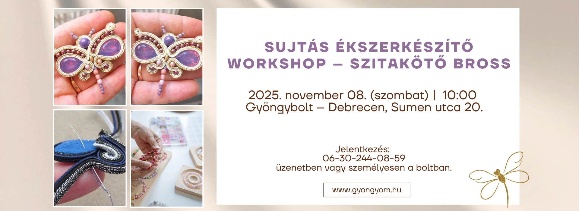🎀 Sujtás ékszerkészítő workshop – Szitakötő bross 🎀